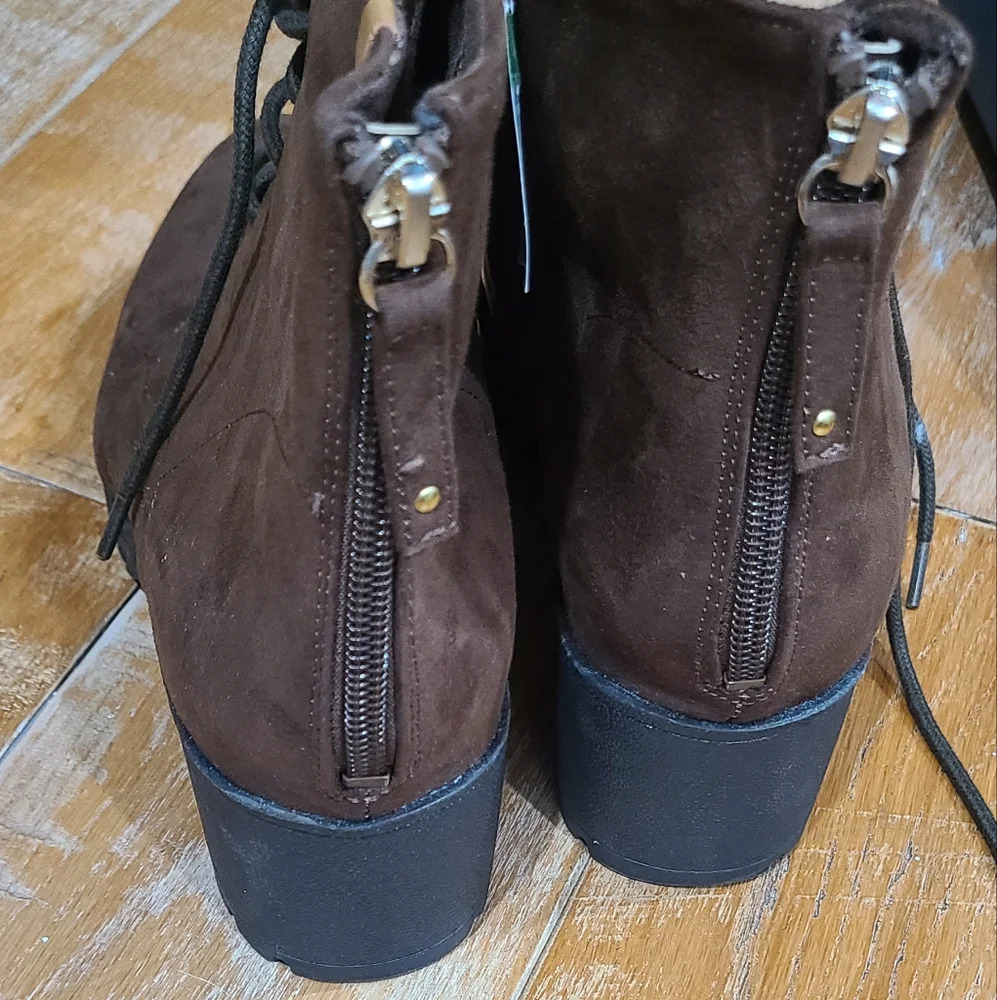 Dr.Scholl's Women's Laurence Brown Lace-Up Platform Boots Size 8.5 Fall Winter - Picture 5 of 7